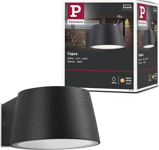 Detalle de Paulmann 94452 Aplique LED Exterior, Blanco Cálido, Aluminio, IP44