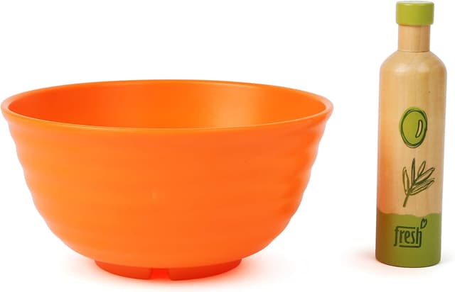 Detalle 2 de Set per insalata in legno Small Foot 11476 con ciotola e accessori per cucina da gioco