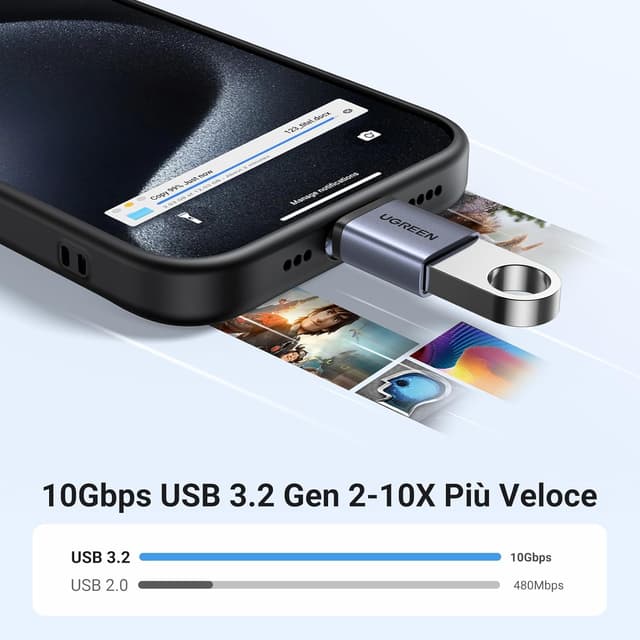 Detalle 2 de UGREEN Adattatore USB-C OTG 3.0 a 2 pezzi