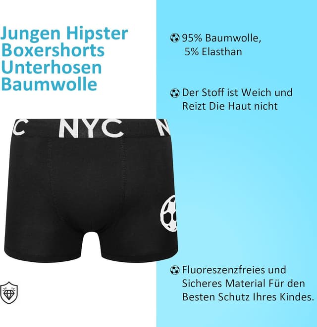 Detalle 2 de Lakpoau Jungen Boxershorts aus Baumwolle (12er Pack) – Größen 134–176