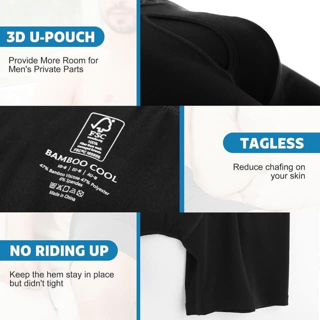 Detalle de Bamboo Cool Men’s Breathable Underwear Pack of 6 🩲