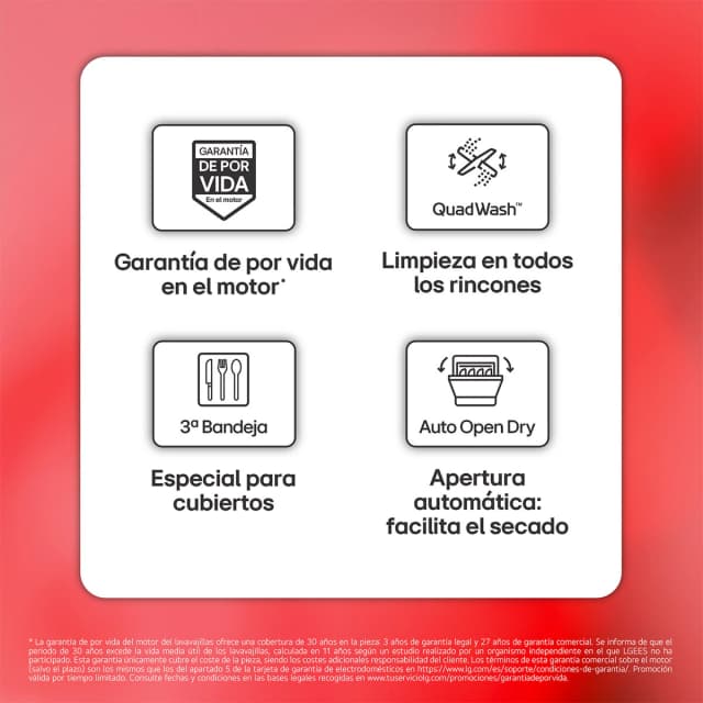 Thumbnail 2 de LG DF273FV lavavajillas reacondicionado con QuadWashTM para 14 servicios y tercera bandeja