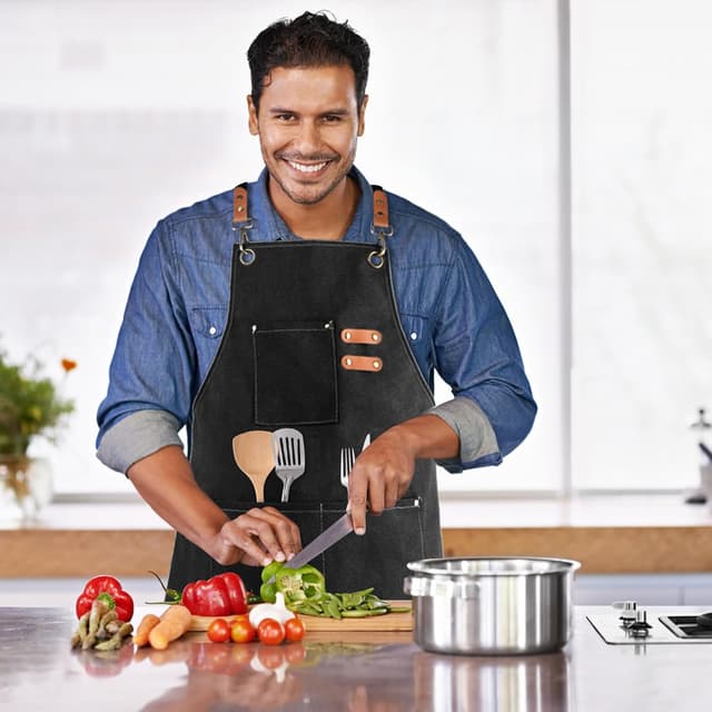 Thumbnail 1 de lompyeu Delantal de Cocina Impermeable 3 Bolsillos