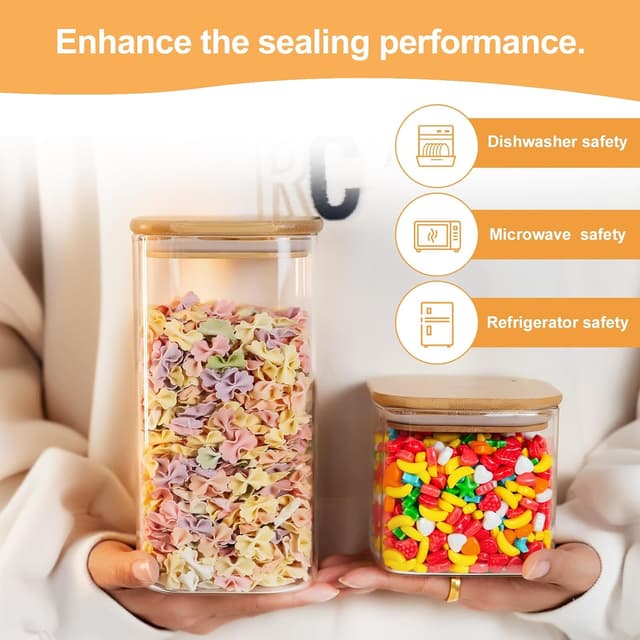 Thumbnail 5 de Glass Storage Jars 50 oz 6-Pack airtight canisters 🍶