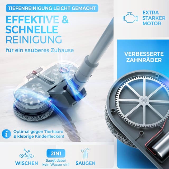 Detalle de Testsieger Wischaufsatz für Dyson V7/V8/V10/V11/V15 (Gen5) – elektrischer Wischmop mit abnehmbarem Wassertank