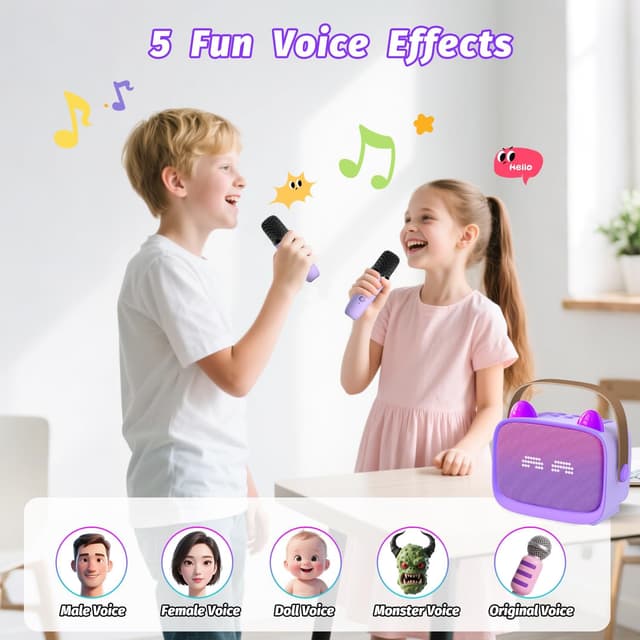Thumbnail 4 de Mini Karaoke Machine Portable MP3 Player with 2 Mics