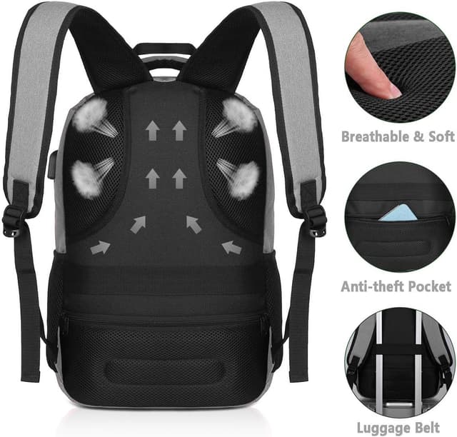 Detalle de YAMTION Unisex-Rucksack mit gepolstertem Laptopfach (30 l) – Schulranze/Schulrucksack bis 16