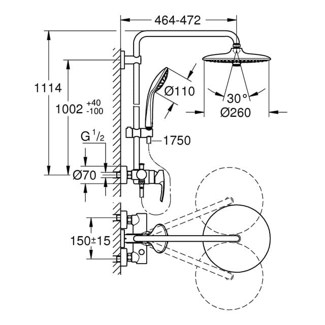 Thumbnail 4 de Grohe Euphoria System 260 ducha 260 mm, 175 cm