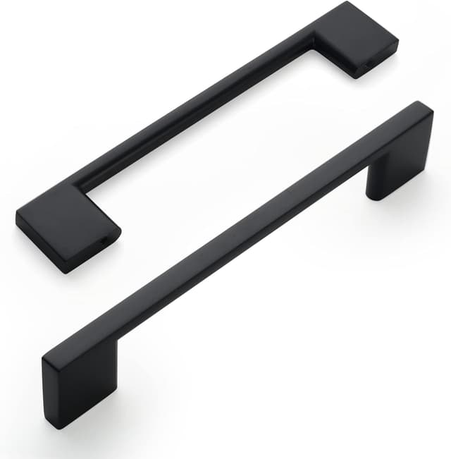 Detalle de Amerdeco 5 pezzi maniglie per mobili da cucina con interasse fori 128 mm nere (acciaio lega zinc)