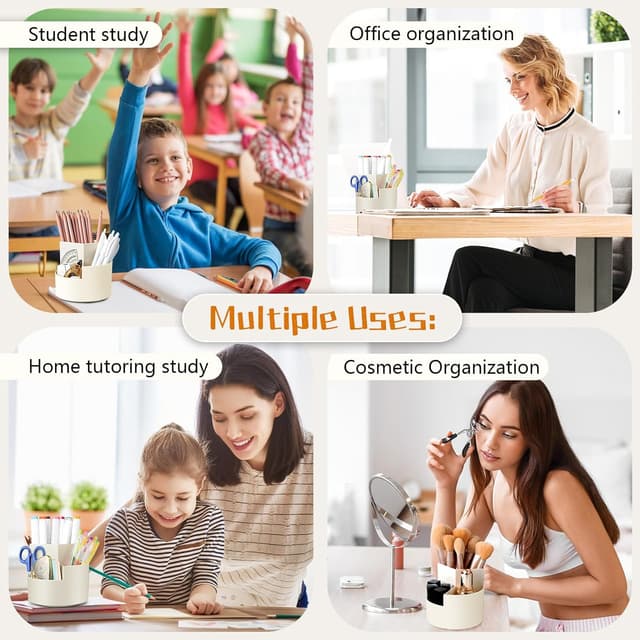 Detalle de AiQInu Portapenne da scrivania girevole 3 scomparti ✏