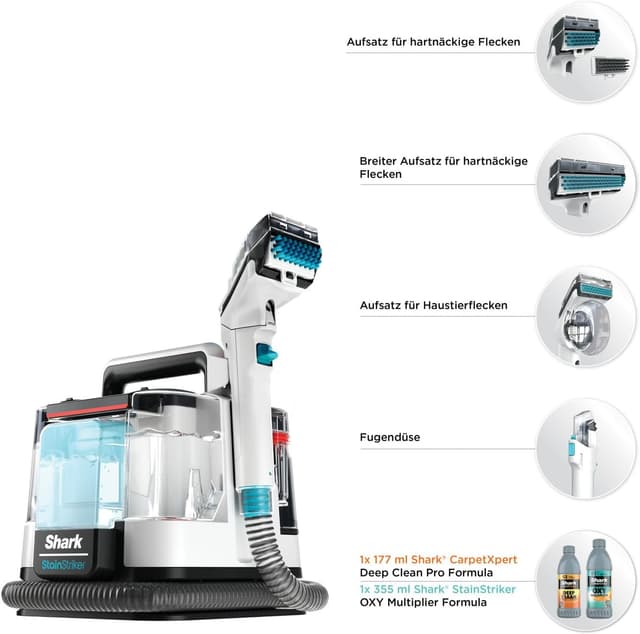 Detalle de Shark StainStriker Fleckenreiniger PX200EUT mit 5 Aufsätzen gegen Flecken, Gerüche und Schmutz