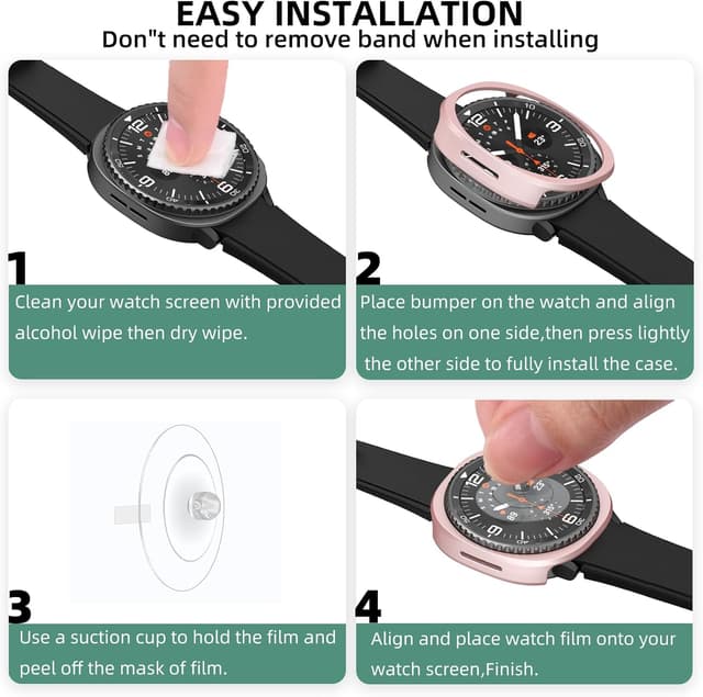 Thumbnail 6 de Jvchengxi 4+4 Schutzhülle (46 mm) & gehärtete Glasfolie für Samsung Galaxy Watch 8 Classic