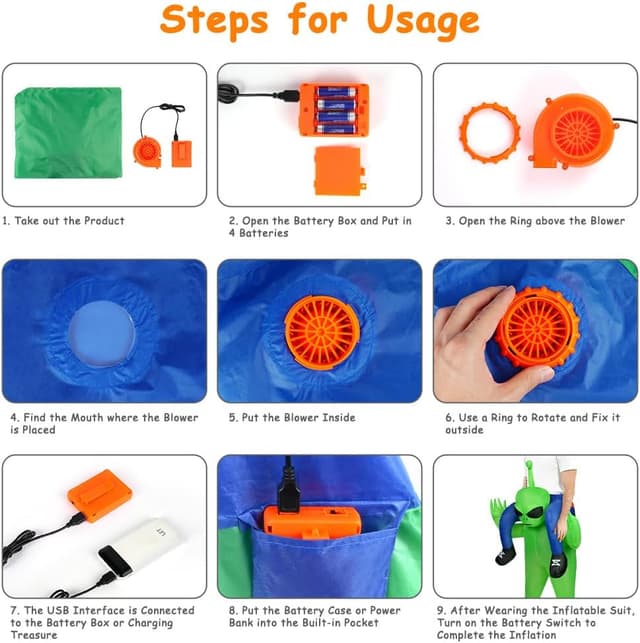 Thumbnail 5 de AYBUY Aufblasbares Alien Kostüm 160–190 cm 👽