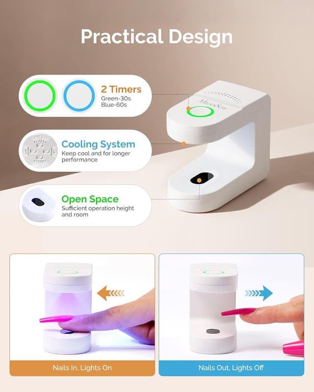 Detalle 2 de MelodySusie P-ART04G cordless UV nail lamp 2 timers 💅