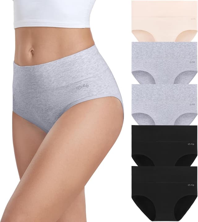 Detalle de Coskefy 5 Pack Cotton High Waisted Briefs