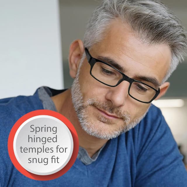 Detalle de Boost Eyewear 6-Pack Reading Glasses (Traditional Black Frames) with Spring-Loaded Hinges