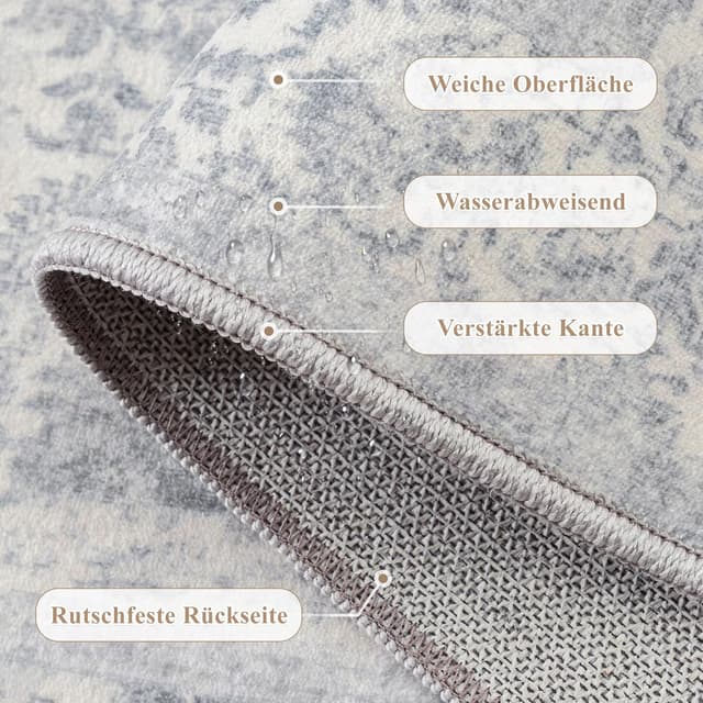 Detalle 2 de HUGEAR Alfombra Azul Antideslizante Lavable 90x150cm 🏡