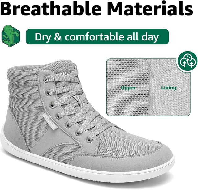 Detalle 2 de Saguaro Unisex Barfußschuhe High-Top mit breiter Zehenbox & Zero-Drop Sohle (Gr. 36–48)