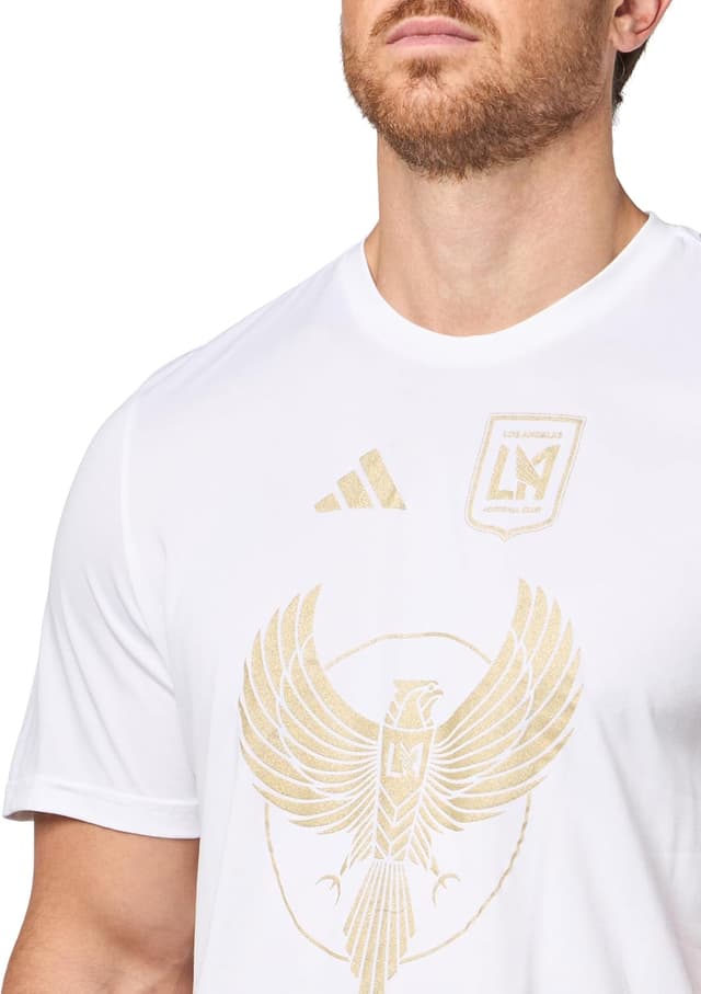 Detalle de adidas Men's Los Angeles FC Pre-Game Short Sleeve T-Shirt (Officially Licensed)