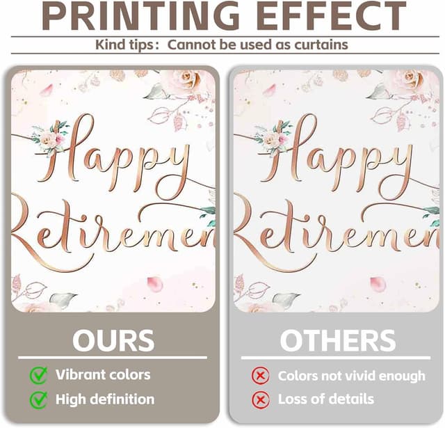 Detalle 2 de Luminora 72x43 inch Pink Happy Retirement Backdrop (Flowers & Leaves) – photo banner props