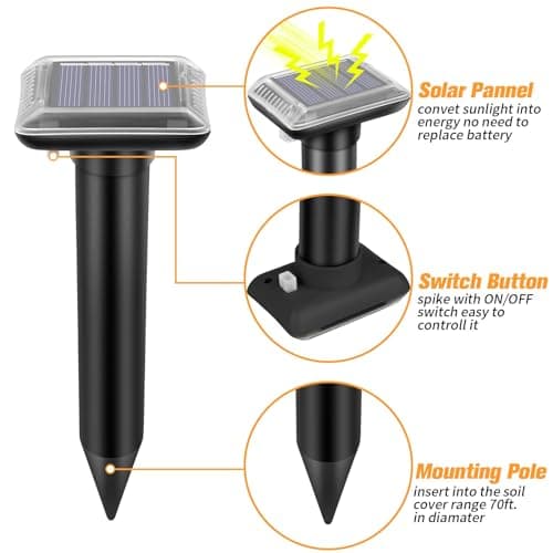 Thumbnail 6 de 4 pièces Repousse-Taupes Solaire à ultrasons, kit anti-taupes IP66