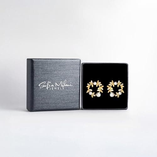 Detalle de Sofia Milani E3053 pendientes de botón en plata de ley 925 con chapado en oro y circonitas