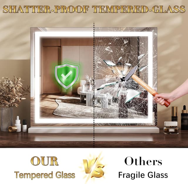 Thumbnail 6 de ROLOVE 23x18 Inch Lighted Vanity Mirror with 3-Color Dimmable LED & Touch Controls