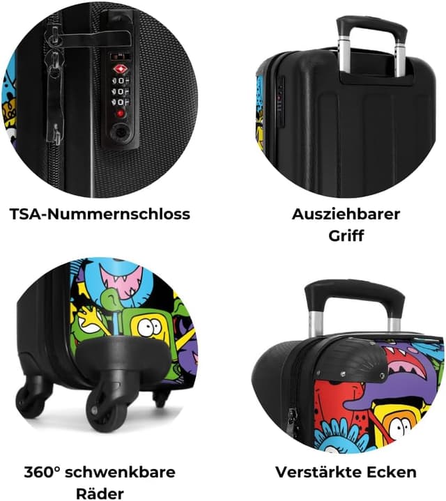 Thumbnail 6 de NoBoringSuitcases.com Kinderkoffer für Jungen als Handgepäck-Trolley (Monster, 55×40×20 cm)