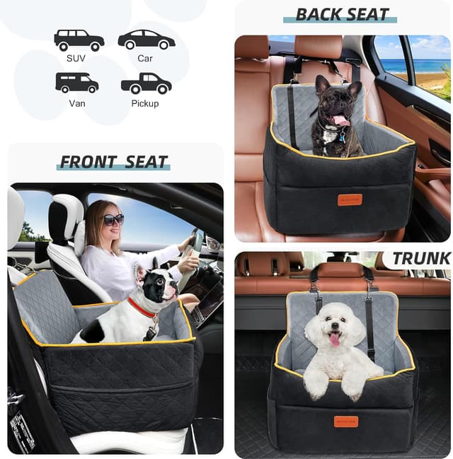 Thumbnail 4 de HEGGCOOE Small Dog Car Seat with Memory Foam, 2 Safety Belts 🐶🎐