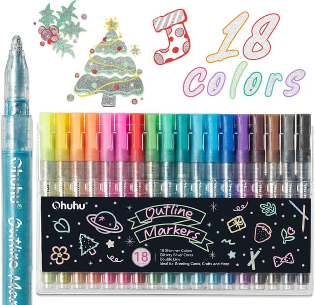 Imagen de Ohuhu Calza Stuffers pennarelli glitter metallizzati 18 🎨 en OfertitasTOP