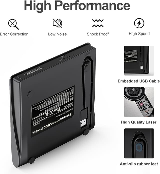 Thumbnail 6 de ORIGBELIE Lector CD DVD Externo USB 3.0 📀