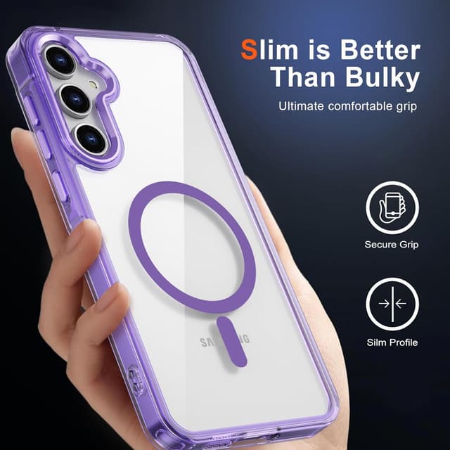 Detalle 2 de XTCASE Coque magnétique MagSafe pour Samsung Galaxy A55 5G avec dos transparent (violet)