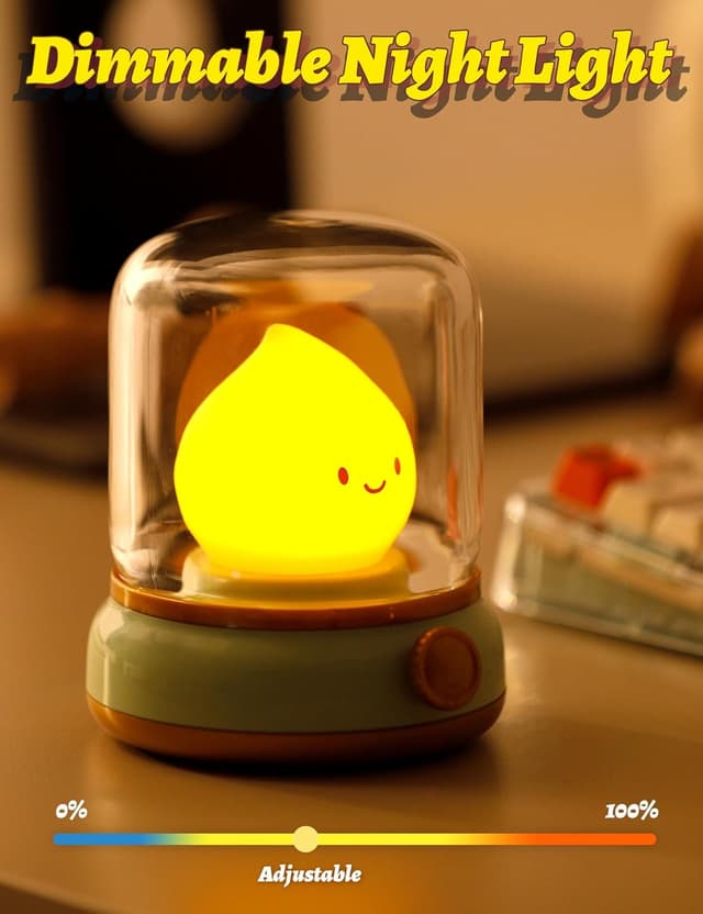 Detalle 1 de IHALO Kinder-Nachtlicht mit Touch-Dimmung, Timer und Akku (USB), warmweißes Stilllicht