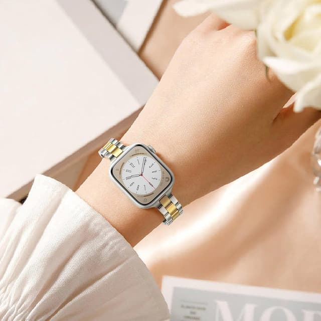 Detalle de Vamyzji slim stainless steel Apple Watch strap (compatible with 42/44/45/46/49mm models)