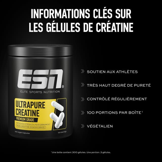 Detalle de ESN Creatine Giga Caps Standard 300 (300 gélules) – monohydrate de créatine