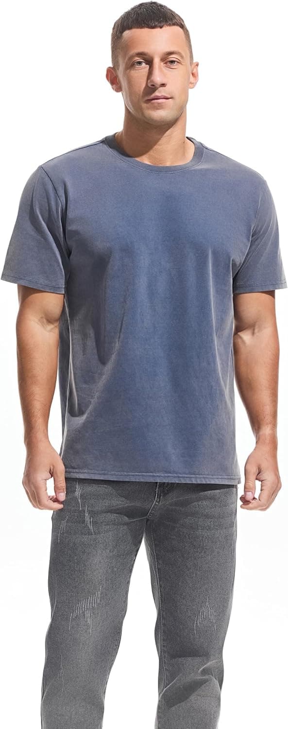 Detalle 1 de Herren Dick T-Shirt aus 100% Baumwolle (250 g/m²) – Stone Washed Ultra weich, Regular Fit, Kurzarm Basic