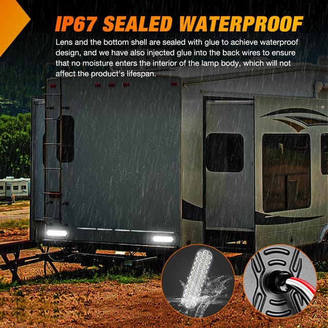 Detalle 2 de Nilight 7.5-Inch Aluminum Housing Tail Light (2 PCS) with 36 LED White Reverse Marker Lights, IP67 Waterproof for 10–30V Vehicles