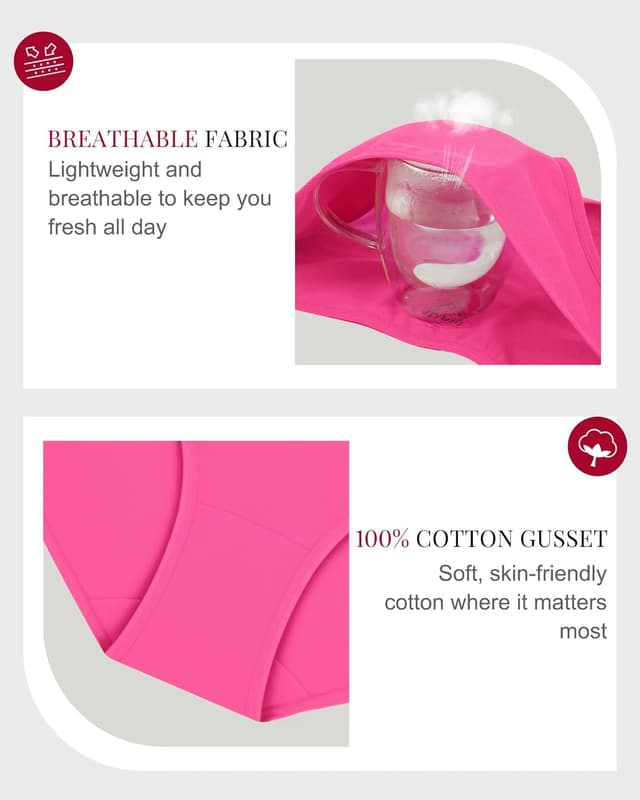 Detalle 2 de TANSTC Damen Hipster-Slips im 6er-Pack aus Baumwolle (niedrige Taille, Stretch)