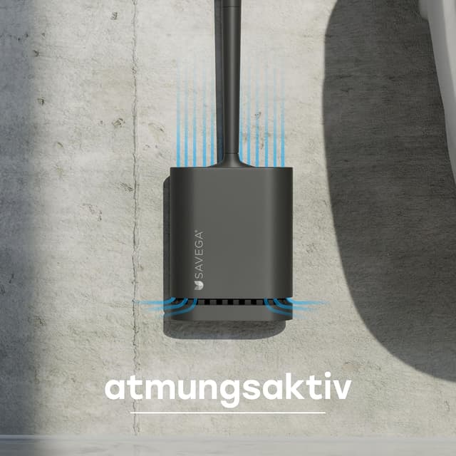 Detalle de SAVEGA Silikon-Klobürste mit flachem, flexiblem Kopf und klebbarer Wandhalterung (schwarz matt) – 1er Set