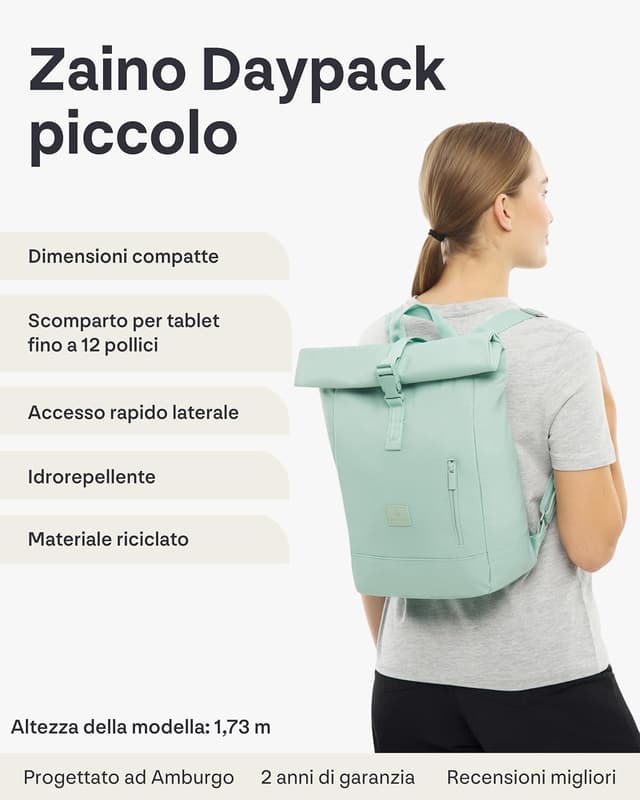 Detalle 2 de Johnny Urban Robin Small Zaino roll-top per lavoro, università e viaggio con scomparto laptop 12