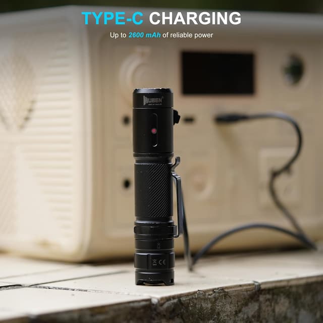 Detalle de WUBEN C3 LED rechargeable mini torch – 1200 lumens, Type-C charging, IP68 waterproof