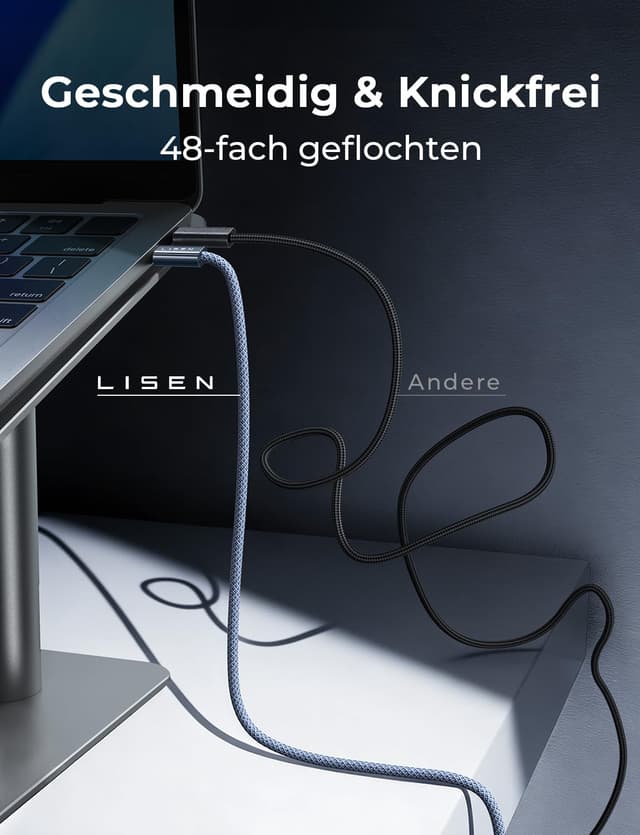 Thumbnail 6 de LISEN 240W USB-C Kabel 2M+2M Schnellladekabel