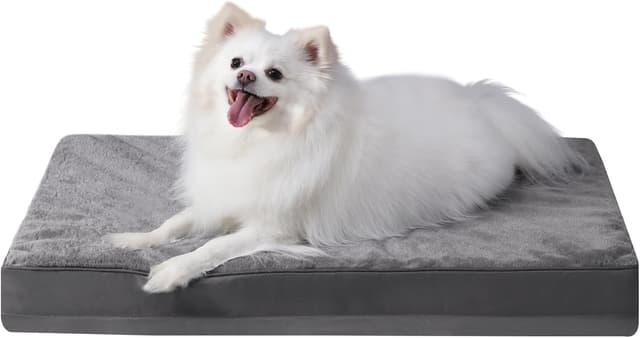 Detalle de KSIIA Orthopädisches Hundebett für mittelgroße Hunde (75 x 47 cm) – waschbar, doppelseitig und mit abnehmbarer Decke, dunkelgrau