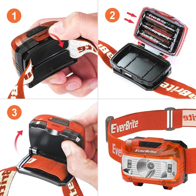 Thumbnail 4 de EverBrite Lampada frontale LED 2 pezzi con 5 modalità e angolo regolabile fino a 65° (200 lumen) – arancione