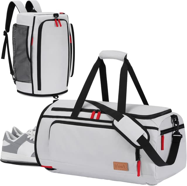 Detalle de Lifewit Borsone palestra 40L 3-in-1 con vano scarpe e tasche impermeabili, grigio argento (55 x 36 x 20 cm)