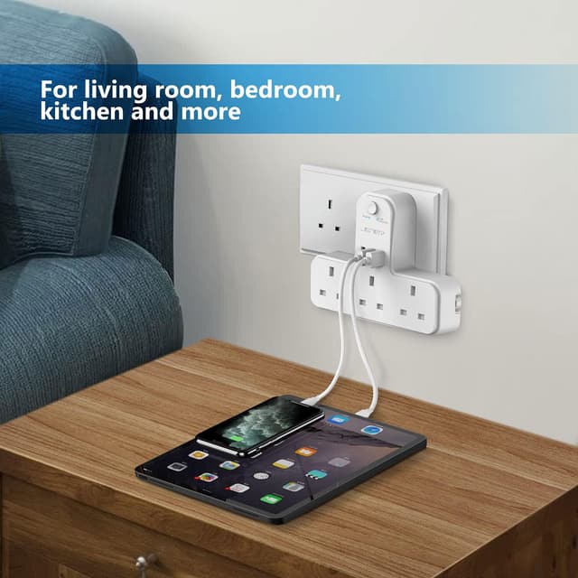 Thumbnail 6 de JSVER Plug Adapter 3 Way with 3 USB 13A