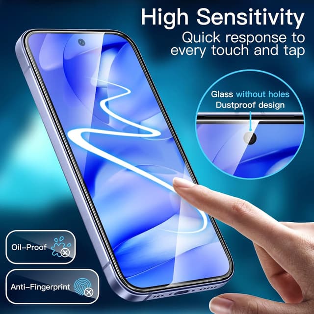 Thumbnail 6 de JETech Tempered Glass Screen Protector for Google Pixel 9a (6.3-inch, 2025) – HD Clear 3-Pack