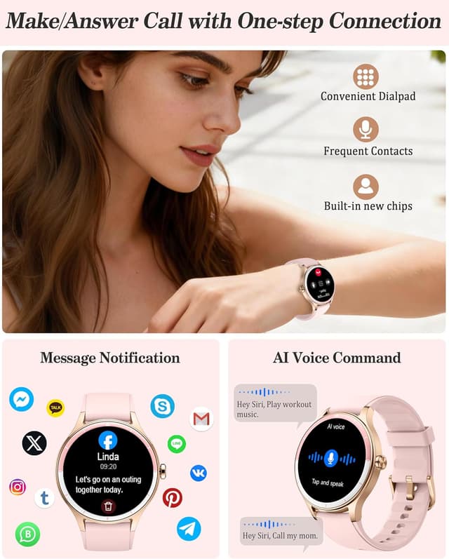 Detalle de ZOSKVEE Smart Watch for Women, Ladies & Men (1.27'' Fitness Watch, 41mm case) with Call & Fitness Tracking