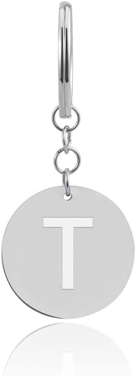 Detalle de Porte-clés lettre avec jeton de caddie (décapsuleur de chariot) en acier inoxydable argenté, décrochage de caddie