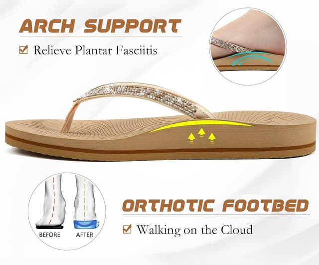 Thumbnail 2 de KuaiLu Women's Rhinestone Flip Flops 1️⃣0️⃣📿 👡